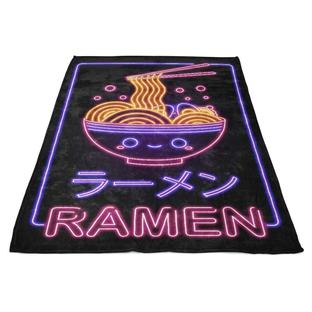 Ultra-Soft Neon Ramen Pattern Fleece Blanket from Donnie Illustrations