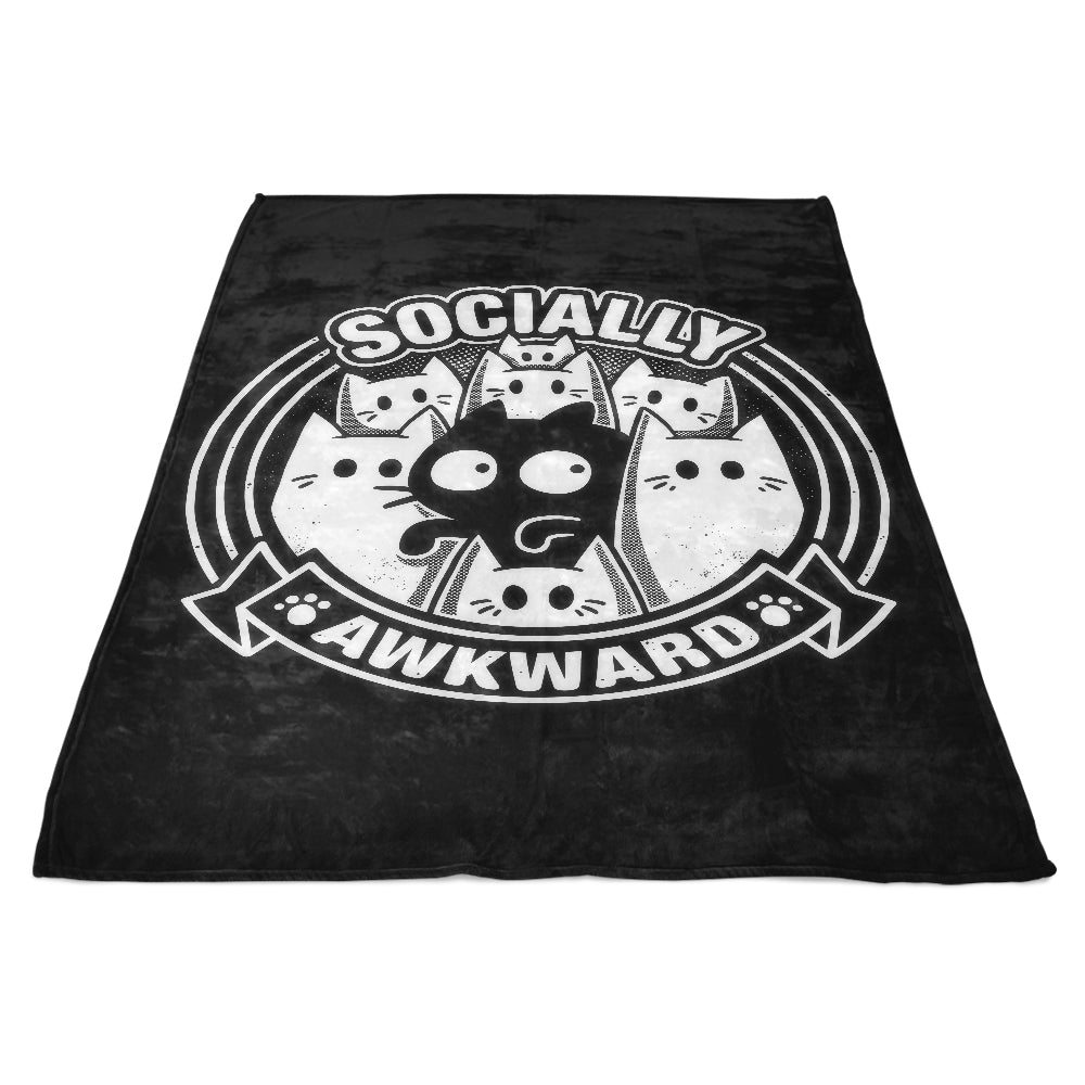 Socially Awkward Cat-themed Fleece Blanket for Cozy Moments