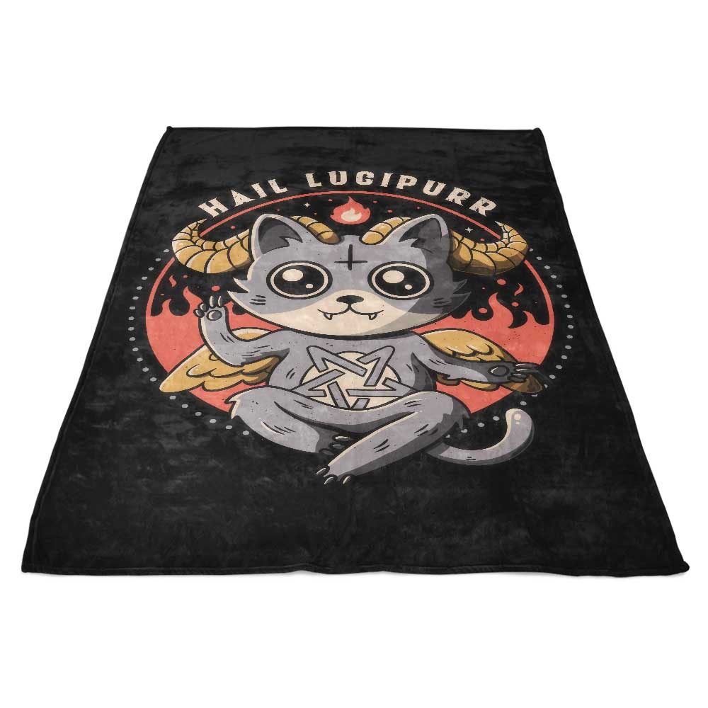 Hail Lucipurr - Cozy Polyester Fleece Blanket for Comfort