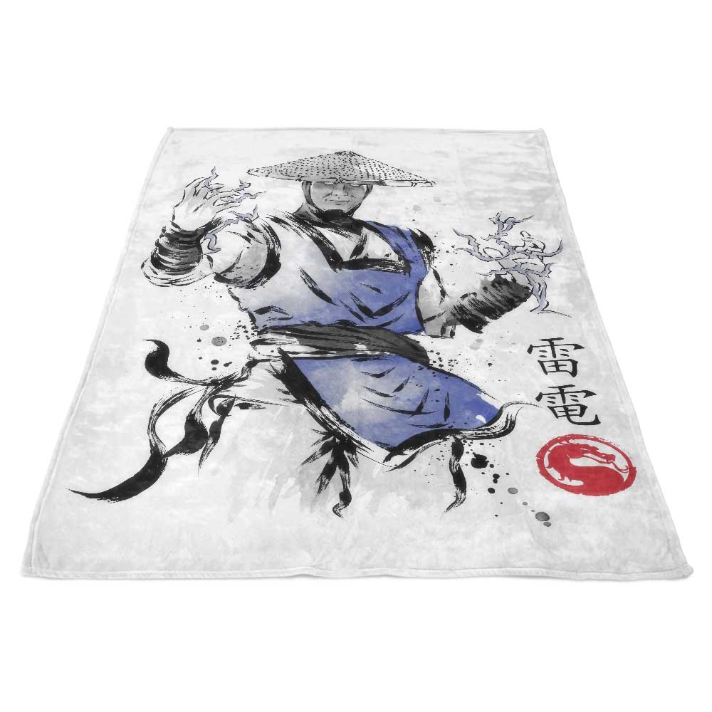Ultra-Soft Thunder God Sumi-e Polyester Fleece Blanket