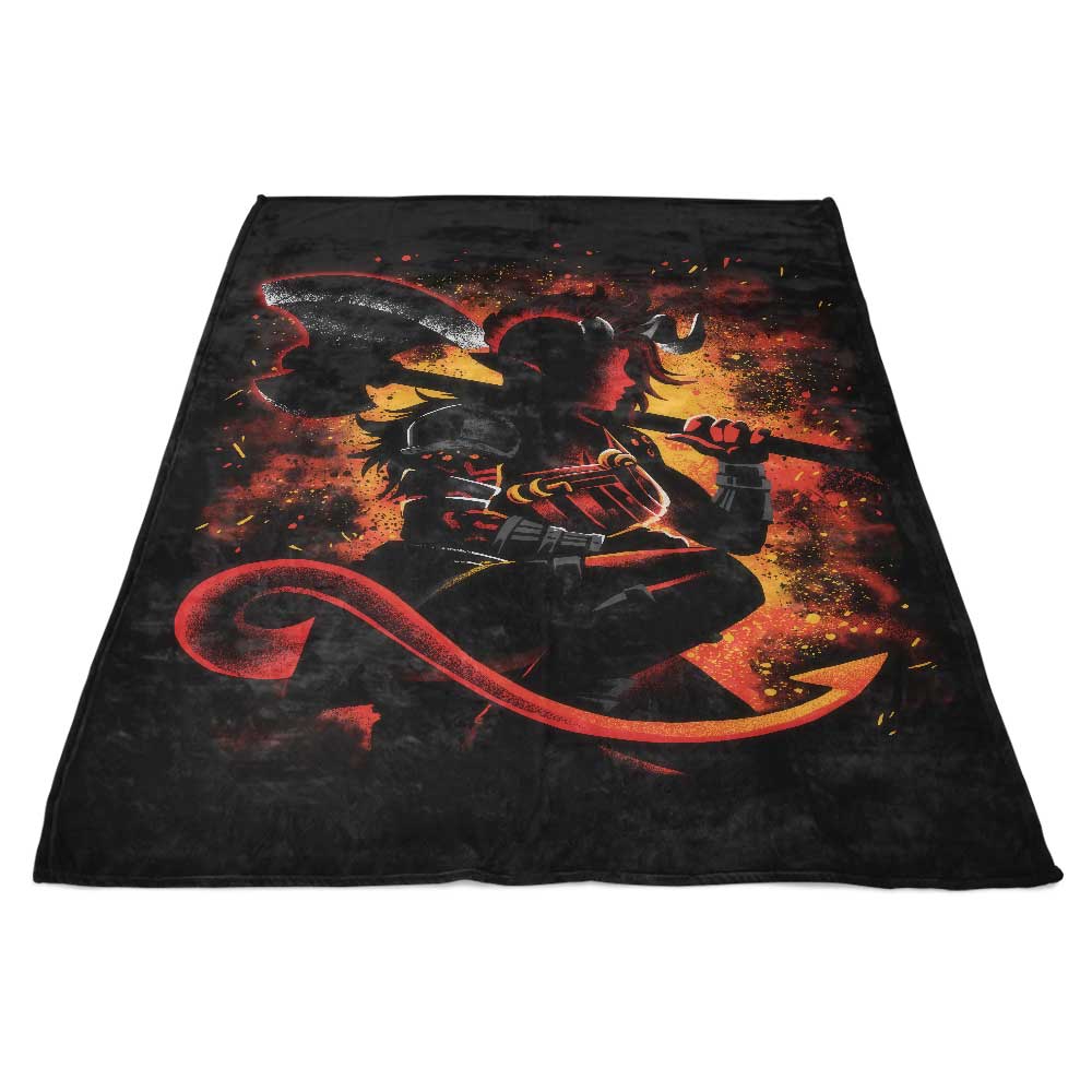Cozy Fleece Blanket Featuring The Tiefling Warrior