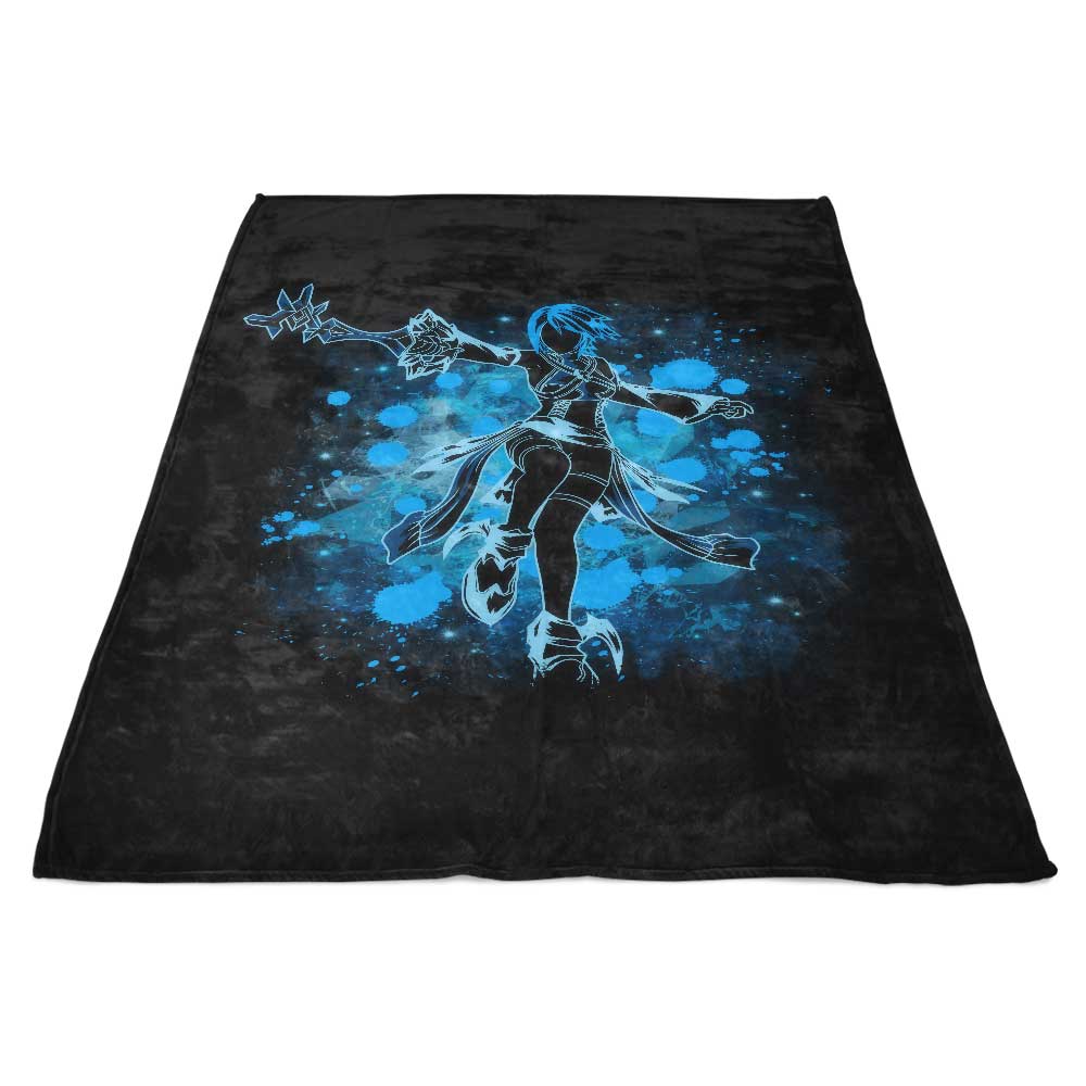 Soft and Cozy Inked Aqua Polyester Fleece Blanket