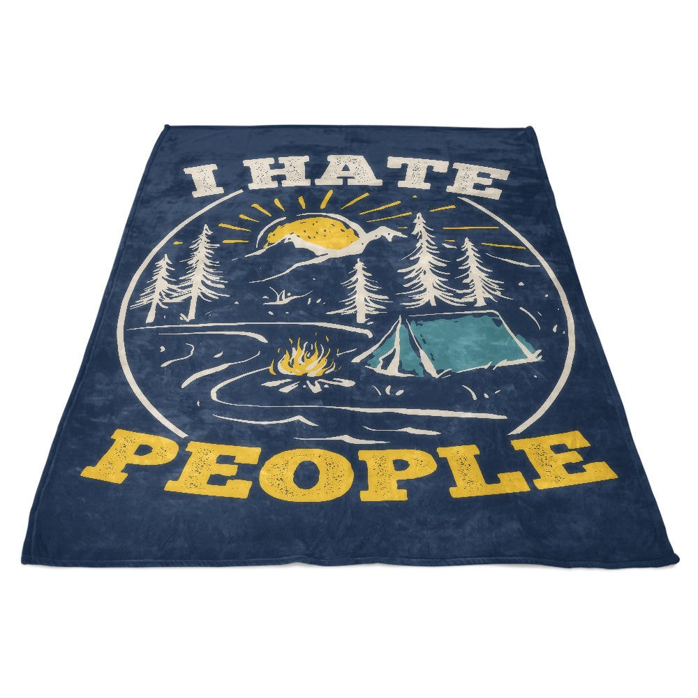 Cozy Fleece Blanket with 'I Hate People' Design
